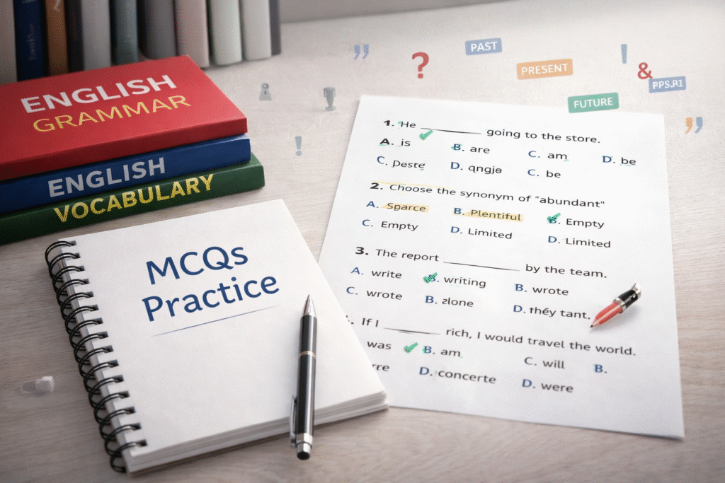 English MCQs for KPPSC